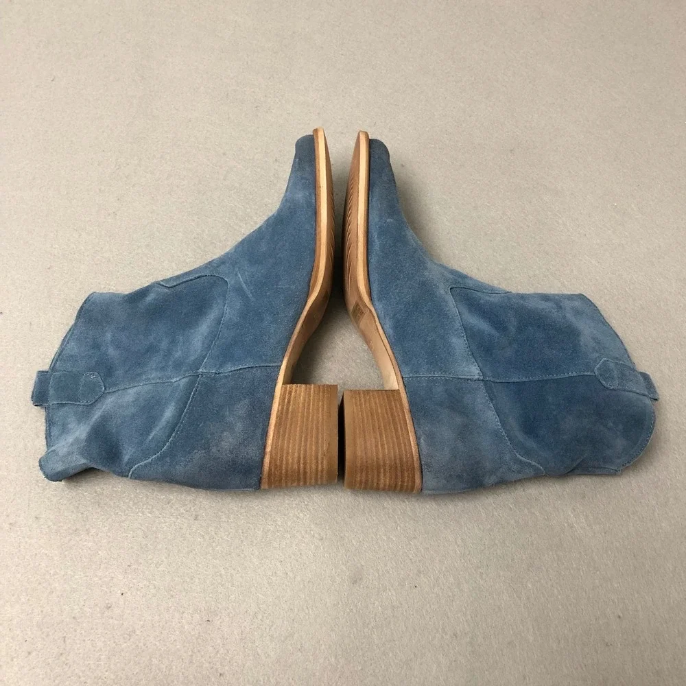 Sundance Suede Ankle Boots Women 38 Blue Western Stacked‎ Block Heel Albania
